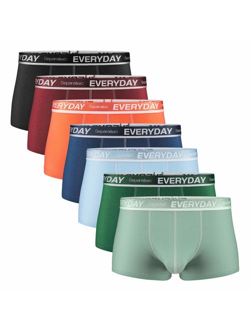 Separatec Men's Cotton Stretch Underwear 7 Pack Colorful Separate Pouches Trunks