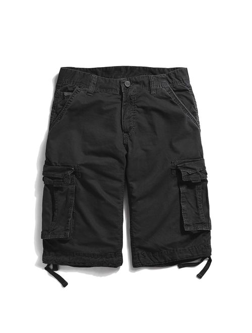 OCHENTA Men's Cotton Loose Fit Multi Pocket Cargo Shorts