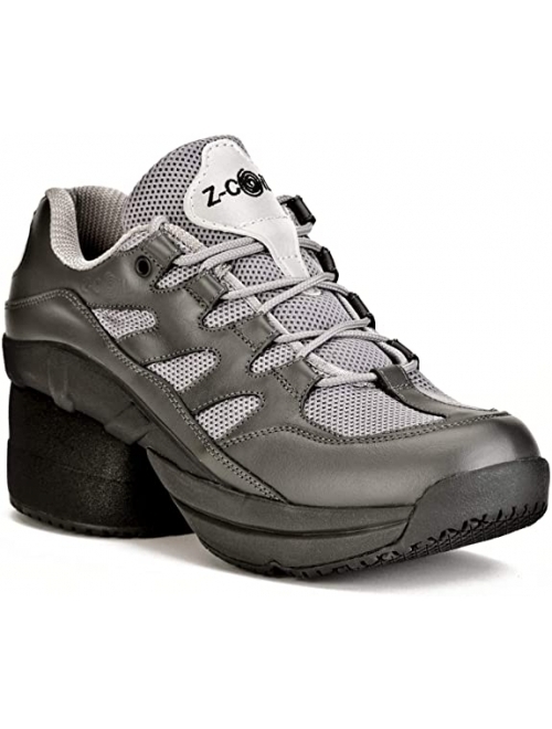 Z-CoiL Pain Relief Footwear Women's Liberty Slip Resistant Enclosed Coil Gray Leather Tennis Shoe