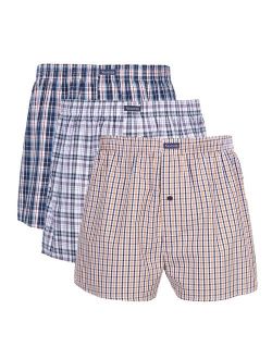 Vanever 3PK Men's Woven Boxers, 100% Cotton Boxer Shorts for Men, Boxershorts with Button Fly, Underwear