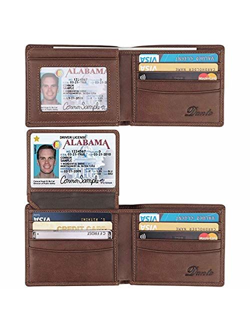 Buy RFID Blocking Cowhide Leather Bifold Wallet for Men with 2 ID ...