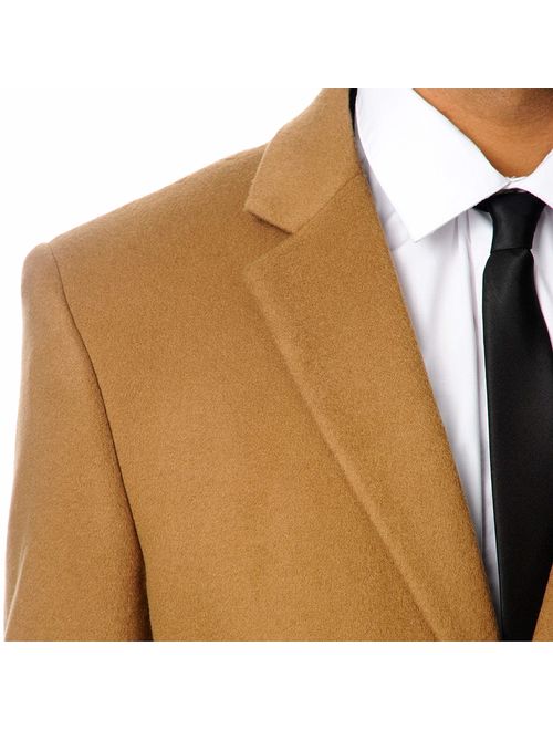 Prontomoda Men's Single Breasted Black Luxury Wool/Cashmere Full Length Topcoat