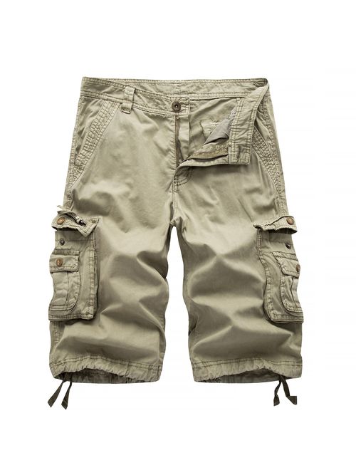 Leward Men's Cotton Twill Outdoor Wear Lightweight Cargo Shorts
