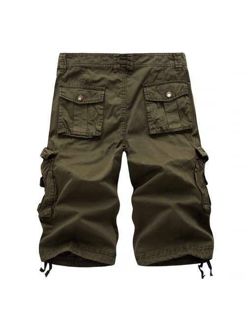 Leward Men's Cotton Twill Outdoor Wear Lightweight Cargo Shorts