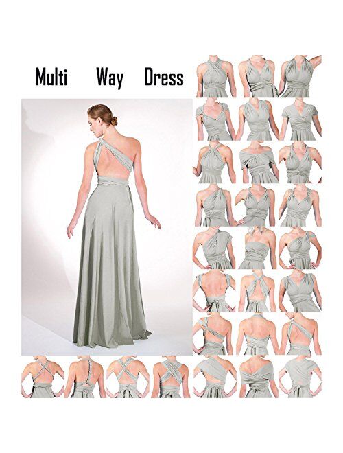 IWEMEK Women Transformer Evening Long Prom Dress Multi-Way Wrap Convertible Floor Length Wedding Halter Maxi Gown High Elasticity