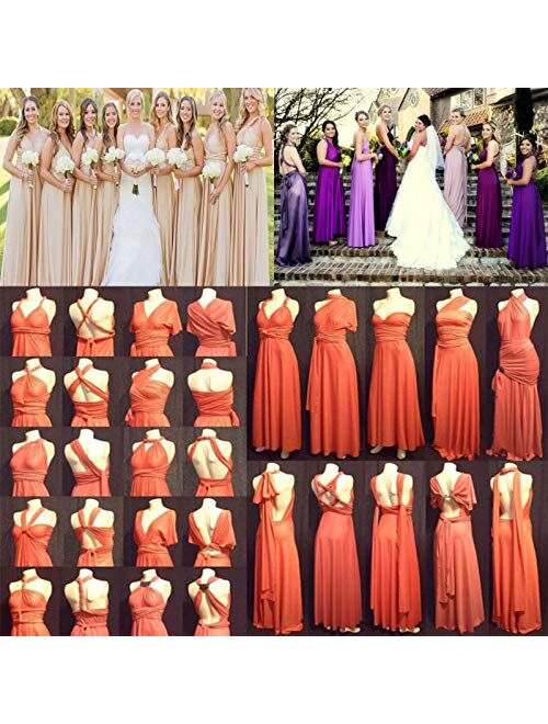 IWEMEK Women Transformer Evening Long Prom Dress Multi-Way Wrap Convertible Floor Length Wedding Halter Maxi Gown High Elasticity