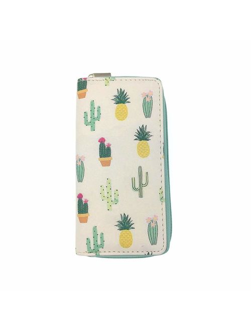 Wallet - All-in-One Faux Leather Long Zippered Clutch in Fun and Unique Prints