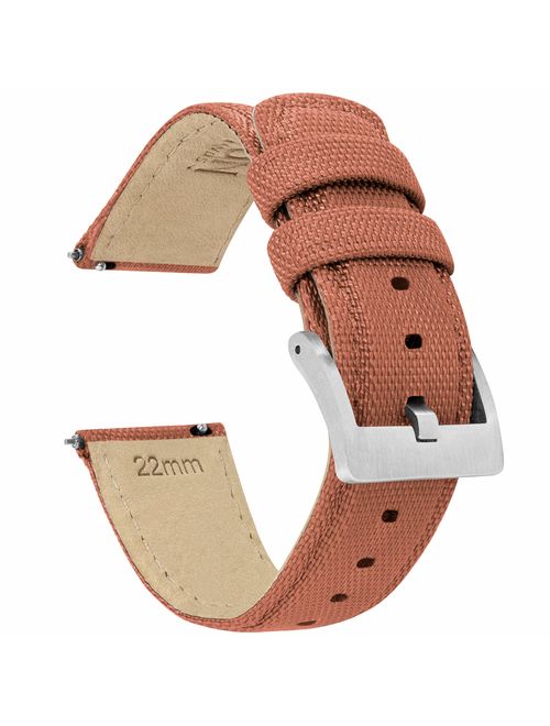 BARTON Watch Bands - Sailcloth Quick Release Straps - Premium Nylon Weave - Soft Leather Lining - Choice of Color and Width - 18mm, 19mm, 20mm, 21mm, 22mm, 23mm, or 24mm