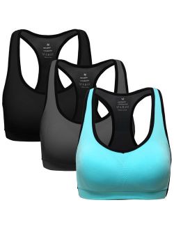 MIRITY Women Racerback Sports Bras - High Impact Workout Gym Activewear Bra Pack of 3