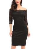 Noctflos Womens Long Sleeves Lace Cocktail Party Bodycon Pencil Dress