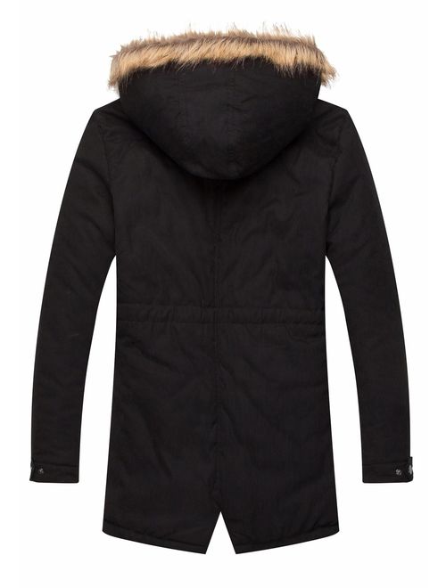 NITAGUT Mens Hooded Faux Fur Lined Warm Coats Outwear Winter Jackets