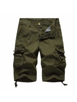 MHSLKER Summer Men's Cargo Shorts Loose Casual Multi-Pocket Classic Fit Short