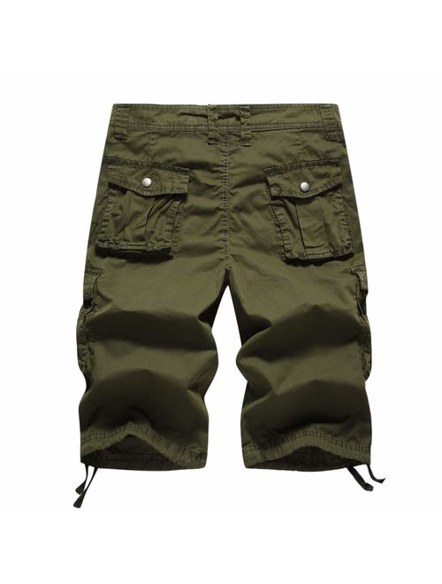 MHSLKER Summer Men's Cargo Shorts Loose Casual Multi-Pocket Classic Fit Short