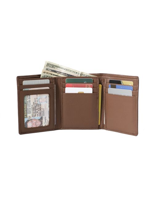 Extra Capacity Trifold Wallet for Men - RFID Blocking Genuine Leather Wallet