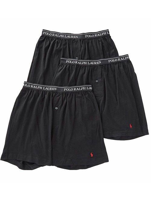 Polo Ralph Lauren Knit Boxer Shorts with Moisture Wicking 100% Cotton - 3 Pack (L, Black 3)