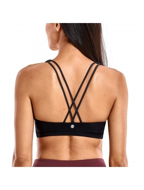 CRZ YOGA Women's Low Impact Wirefree Padded Yoga Sports Bra Strappy Back Activewear for Women
