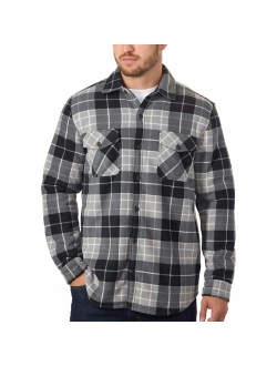 Men's Plaid Fleece Jackets Super Plush Sherpa Lined Jacket Shirt