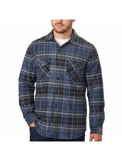 Men's Plaid Fleece Jackets Super Plush Sherpa Lined Jacket Shirt