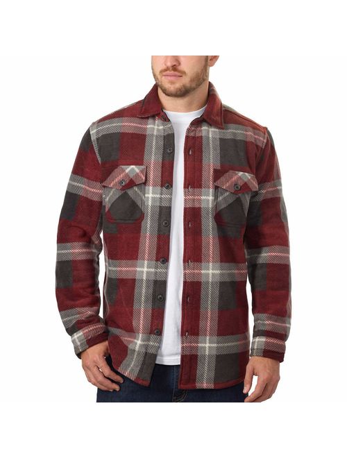 Classic Zip Up Buffalo Plaid TrailCrest Mens Warm Sherpa Lined Hoodie Fleece Shirt Jacket Regular and Big /& Tall Sizes