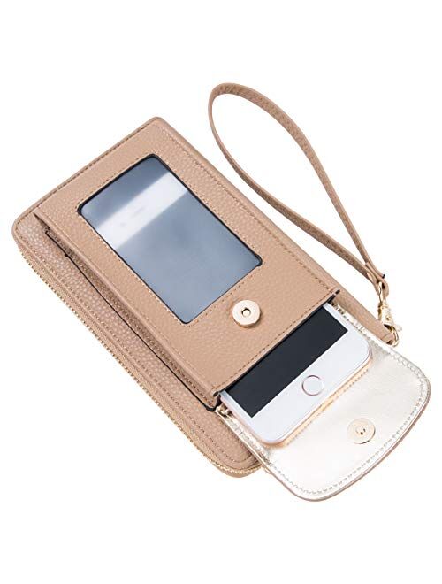 Heaye Crossbody Cell Phone Purse for Women Wristlet Wallet with Phone Holder RFID