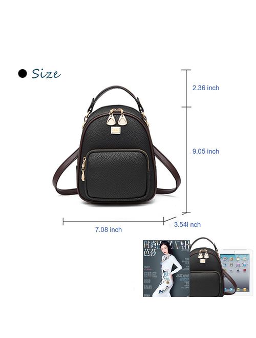 Gashen Women's Mini Backpack Purse PU Leather Casual Drawstring Daypack Convertible Fixed Shape Shoulder Bag