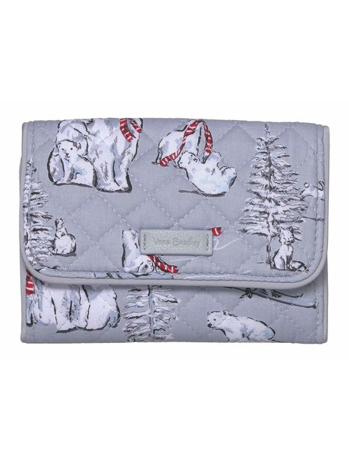 VERA BRADLEY- BEARY MERRY POLAR BEAR PATTERN- ICONIC RFID RILEY COMPACT WALLET- RETIRED & LIMITED ED PATTERN