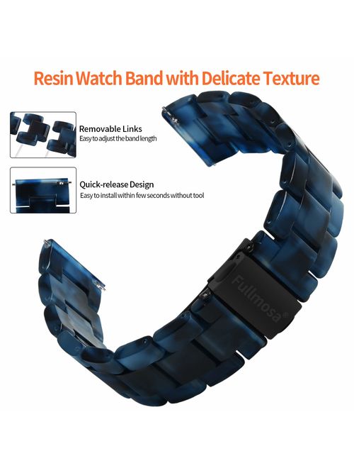 6 Colors for Quick Release Watch Band, Fullmosa Bright Resin Replacement Watch Strap 18mm 20mm 22mm