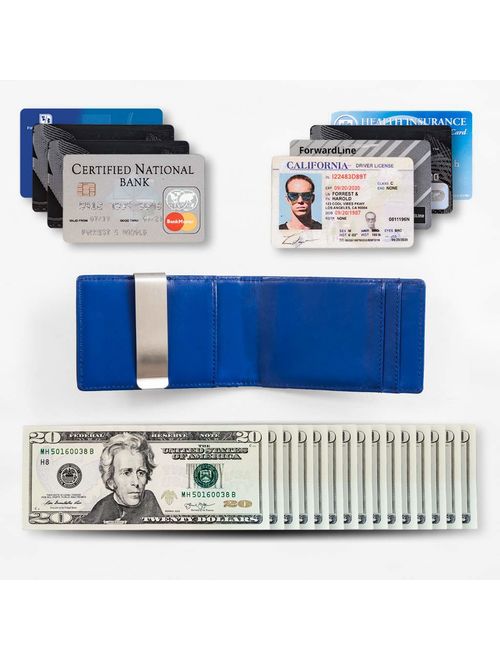 F&H Signature Slim RFID Money Clip Wallet in Top Grain Leather