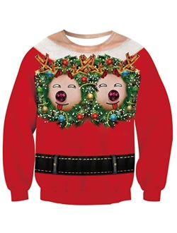 RAISEVERN Women Men Ugly Christmas Sweater Holiday Party Xmas Pullover Sweatshirt