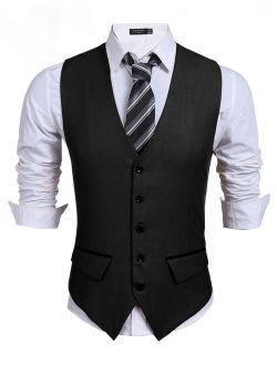 Men's Business Suit Vest,Slim Fit Skinny Wedding Waistcoat