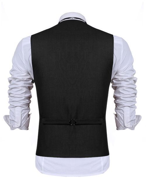 COOFANDY Men's Business Suit Vest,Slim Fit Skinny Wedding Waistcoat