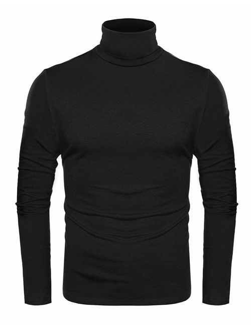 ZEGOLO Mens Thermal Mock Turtleneck Long Sleeve T Shirt Knitted Pullover Basic Slim Fit Shirts