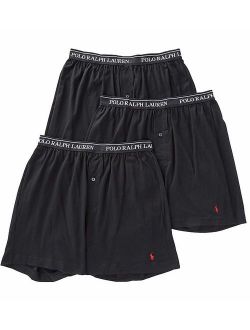 Knit Boxer Shorts with Moisture Wicking 100% Cotton - 3 Pack (M, Black 3)