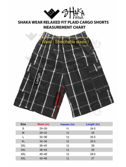 Shaka Wear Men's Relaxed Fit Plaid Summer Cargo Shorts S~5XL