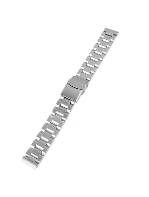 Silver/Black Stainless Steel Watch Bands Brushed Finish Watch Strap 18mm/20mm/22mm/24mm Double Buckle Bracelet