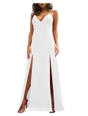 Buy TOB Sexy Sleeveless Spaghetti Strap Backless Double Slit Cocktail Long  Dress online | Topofstyle