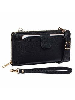 Womens Wristlet Wallet Crossbody Bag Cellphone Purse Handbag RFID Card Slots 2 Strap Wrist