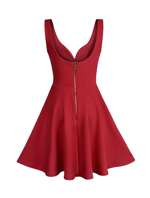 Buy Missufe Women's Sleeveless Sweetheart Flared Mini Dress online |  Topofstyle