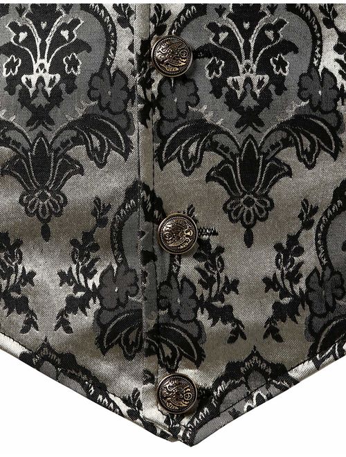 VATPAVE Mens Victorian Suit Vest Steampunk Gothic Waistcoat