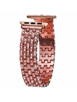 VIQIV Bling Bands for Compatible with Apple Watch Band 38mm 40mm 42mm 44mm iWatch Series 5/4/3/2/1, Luxury Diamond Bracelet Metal Wristband Strap for Women