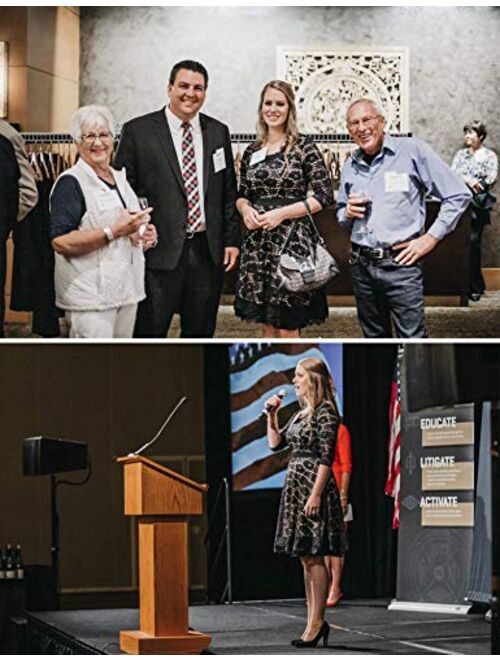 Twinklady Women's Vintage Full Lace Bell Sleeve Big Swing A-Line Dress