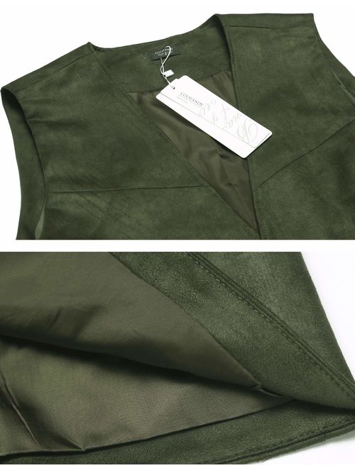 COOFANDY Men's Suede Leather Suit Vest Casual Western Vest Jacket Slim Fit Vest Waistcoat