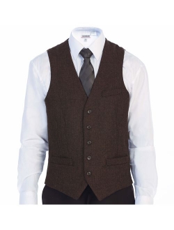 Men's 5 Button Slim Fit Formal Herringbone Tweed Suit Vest