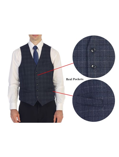 Gioberti Men's 5 Button Slim Fit Formal Herringbone Tweed Suit Vest