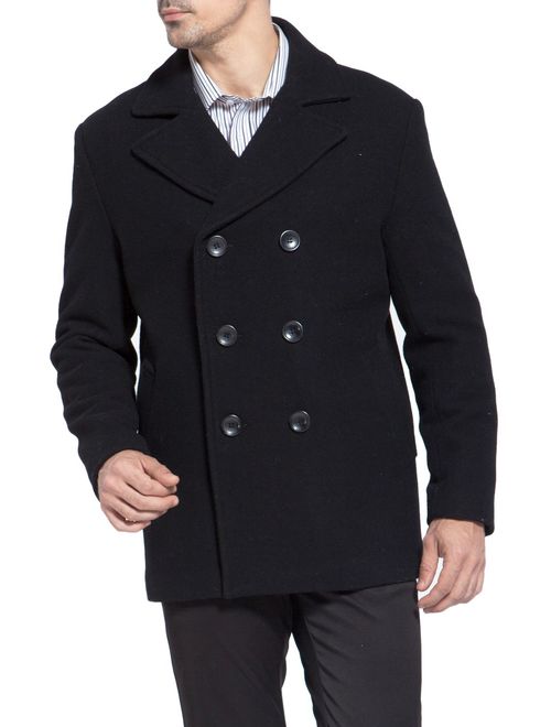 BGSD Men's Mark Classic Wool Blend Pea Coat (Regular Big and Tall)