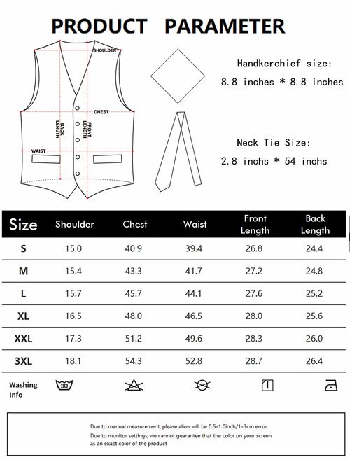 ZEROYAA Mens Classic 3pc Jacquard Paisley Vest Set Necktie Pocket Square Waistcoat for Suit or Tuxedo