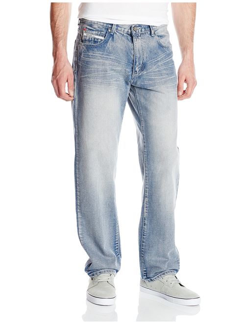 Ecko UNLTD Men's Loose Fit 5 Pocket Long Bottom Denim Jean