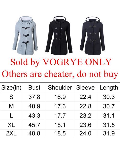VOGRYE Womens Winter Fashion Outdoor Warm Wool Blended Classic Pea Coat Jacket (FBA)