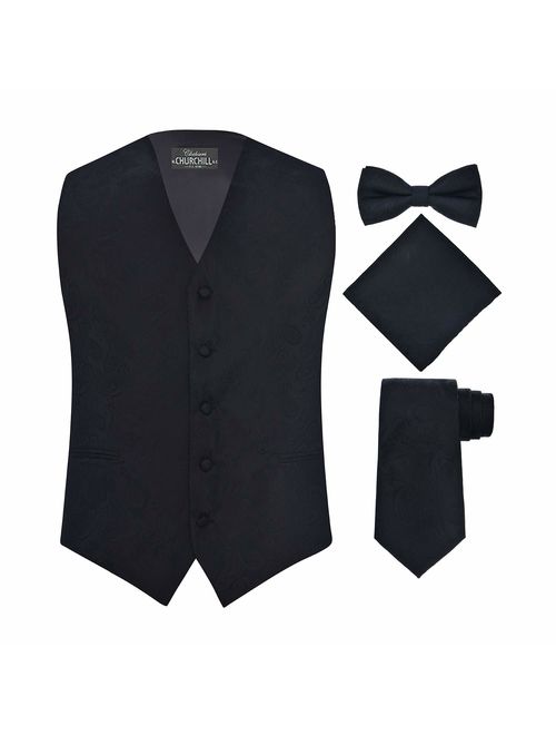 Neck Tie & Pocket Hankie with Bow Tie Mens 4 Piece Vest Set Churchill & Co S.H 