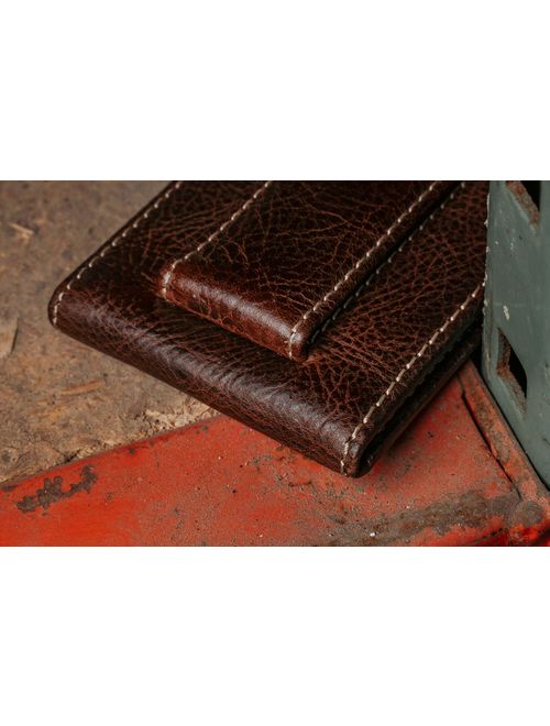 HOJ Co. IVAR ID BIFOLD Money Clip Wallet-Full Grain Leather-Magnetic Front Pocket Wallet